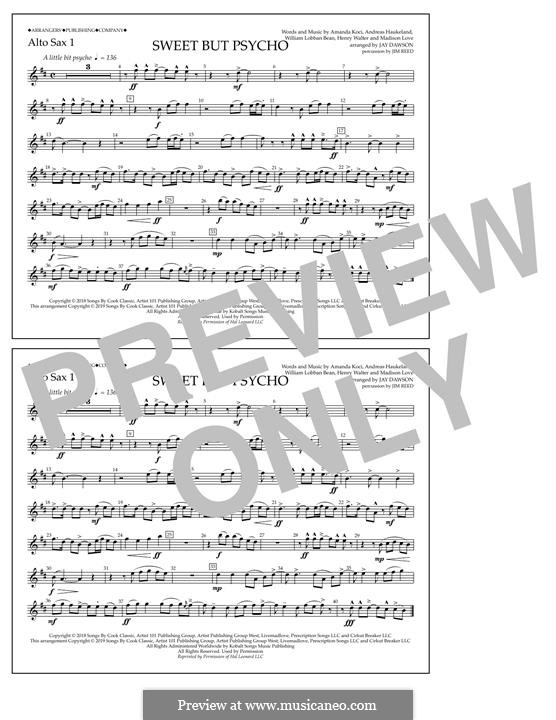 Sweet But Psycho (Ava Max): Alto Sax 1 part by Henry Russell Walter, William Lobban-Bean, Madison Love, Andreas Haukeland, Amanda Koci