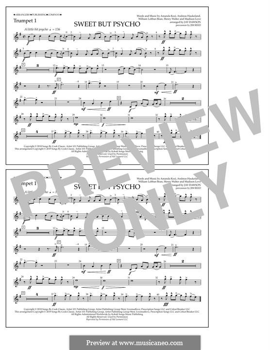 Sweet But Psycho (Ava Max): Trumpet 1 part by Henry Russell Walter, William Lobban-Bean, Madison Love, Andreas Haukeland, Amanda Koci