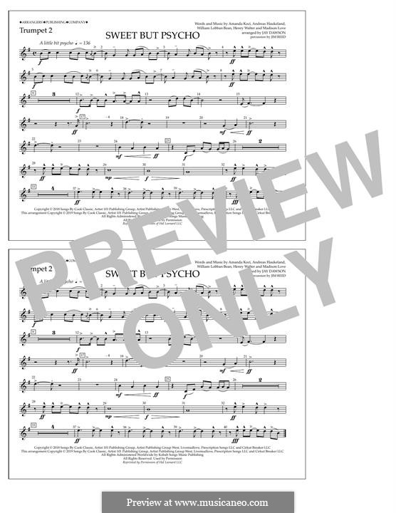 Sweet But Psycho (Ava Max): Trumpet 2 part by Henry Russell Walter, William Lobban-Bean, Madison Love, Andreas Haukeland, Amanda Koci