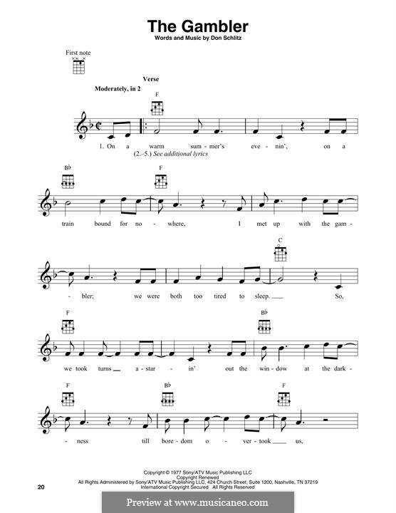 The Gambler (Kenny Rogers): For banjo by Don Schlitz