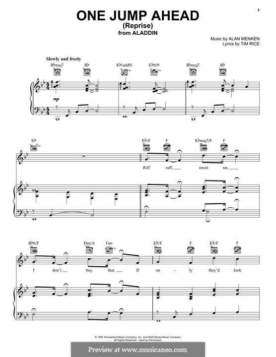 One Jump Ahead From Disney S Aladdin By A Menken On Musicaneo