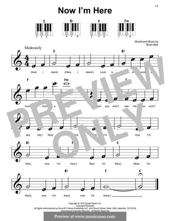 Now I'm Here (Queen): For easy piano by Brian May