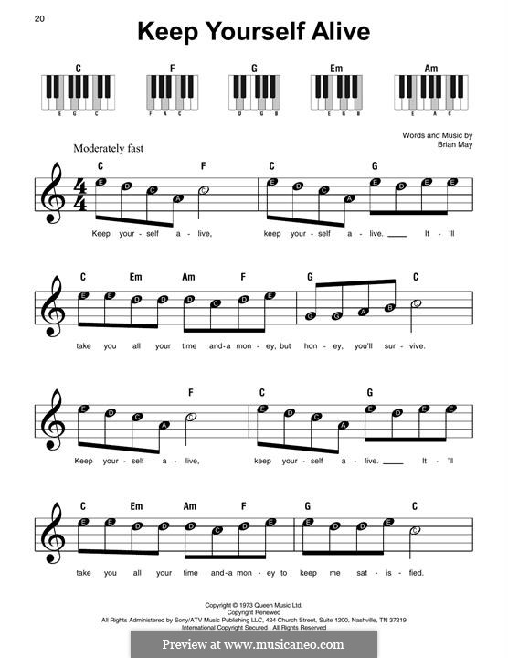 Keep Yourself Alive (Queen): For easy piano by Brian May