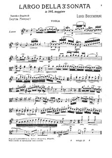 Sonata for Cello and Basso Continuo in G Major, G.5: Largo, for viola and piano – viola part by Luigi Boccherini