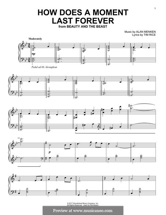How Does a Moment Last Forever (Celine Dion): For piano by Alan Menken