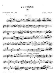 Petite suite, L.65: No.2 Cortège, for violin and piano – solo part by Claude Debussy