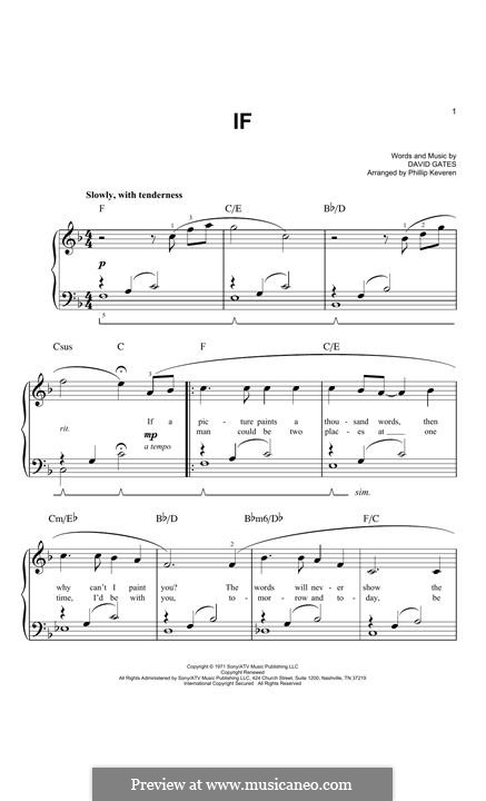 If (Bread): For piano by David Gates
