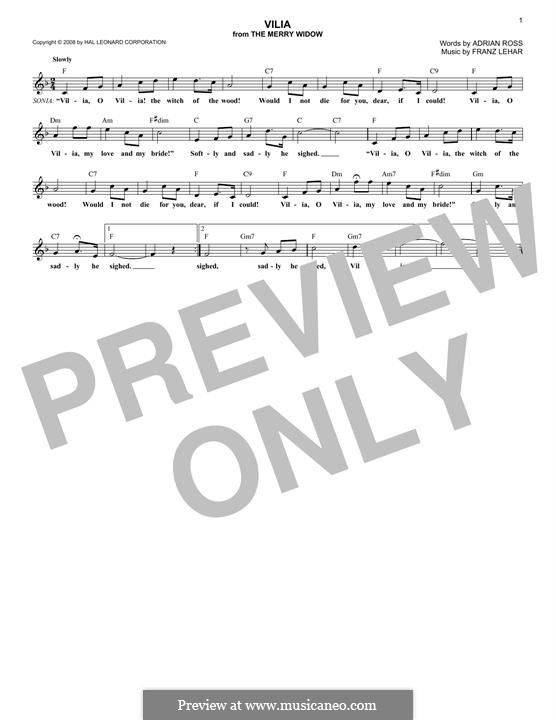 Vilja Lied: For keyboard by Franz Lehár