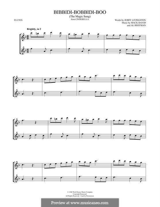 Bibbidi-Bobbidi-Boo (The Magic Song): For two flutes by Al Hoffman, Mack David