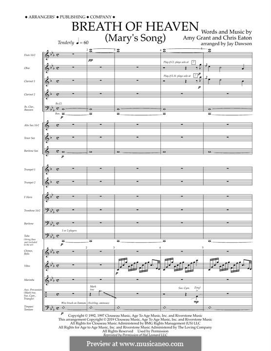 Breath of Heaven (Mary's Song) arr. Jay Dawson: Full Score by Chris Eaton