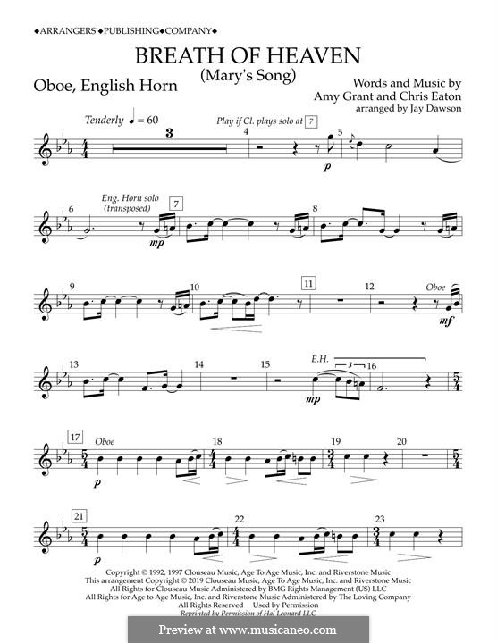 Breath of Heaven (Mary's Song) arr. Jay Dawson: Oboe, English Horn part by Chris Eaton