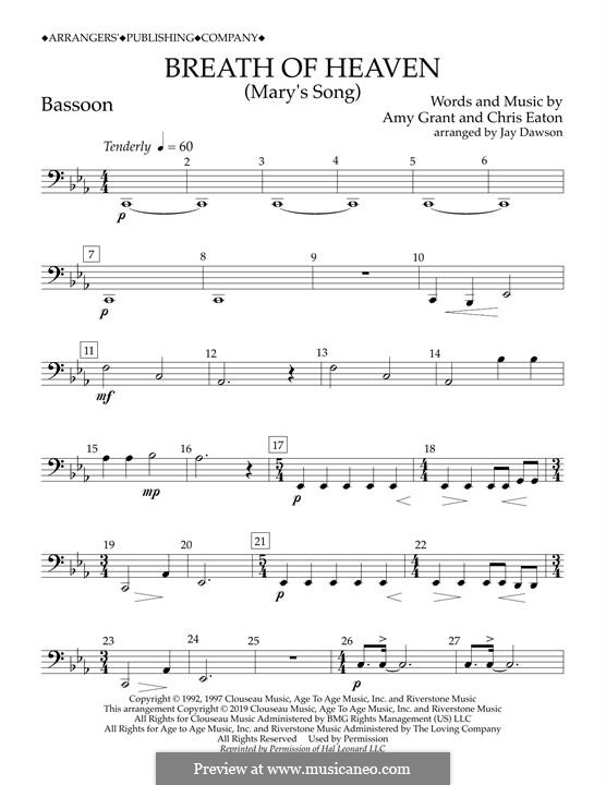 Breath of Heaven (Mary's Song) arr. Jay Dawson: Bassoon part by Chris Eaton