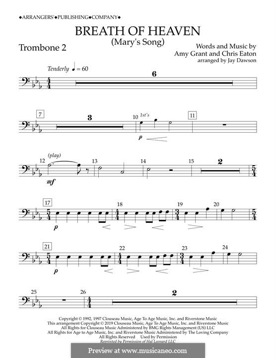 Breath of Heaven (Mary's Song) arr. Jay Dawson: Trombone 2 part by Chris Eaton