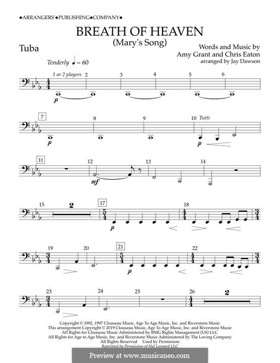 Breath of Heaven (Mary's Song) arr. Jay Dawson: Tuba part by Chris Eaton