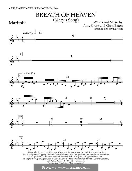 Breath of Heaven (Mary's Song) arr. Jay Dawson: Marimba part by Chris Eaton