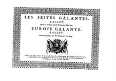 Les fêstes galantes: Bass part by Henri Desmarets