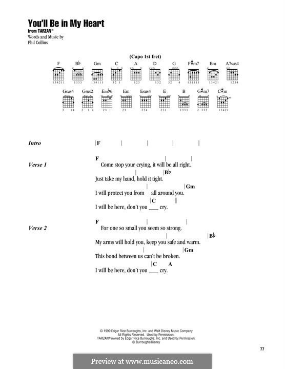 You'll Be in My Heart (from Walt Disney's Tarzan): For guitar by Phil Collins