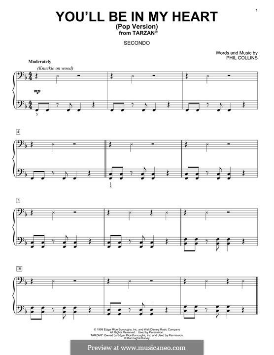 You Ll Be In My Heart From Walt Disney S Tarzan Pop Version By P Collins On Musicaneo You Ll Be In My Heart From Walt Disney S Tarzan Pop Version By P Collins On Musicaneo