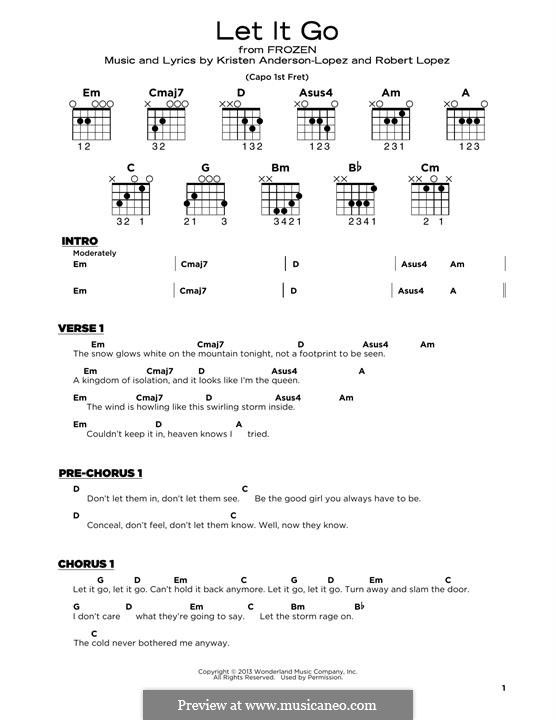 Instrumental version: For guitar by Robert Lopez, Kristen Anderson-Lopez