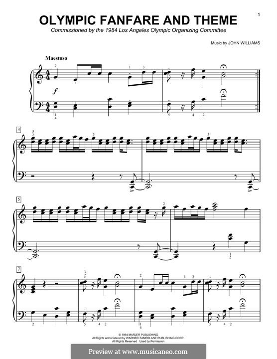 Olympic Fanfare and Theme: For piano by John Williams