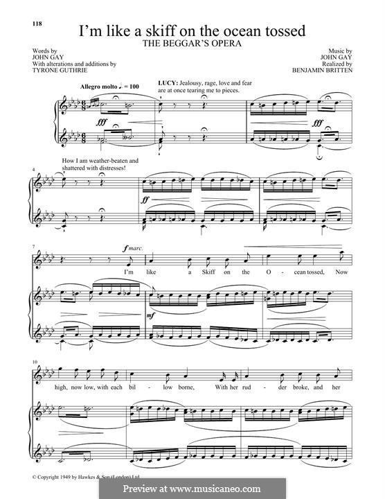 I'm like a skiff on the ocean tossed (from The Beggar's Opera): I'm like a skiff on the ocean tossed (from The Beggar's Opera) by Benjamin Britten