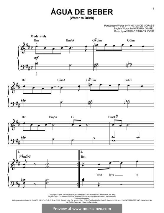 Agua de Beber (Water To Drink): For piano by Antonio Carlos Jobim