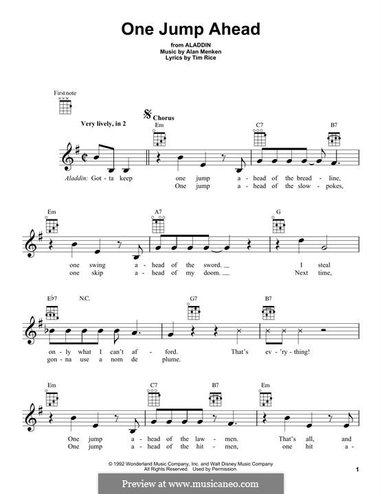 One Jump Ahead (from Disney's Aladdin): For ukulele by Alan Menken