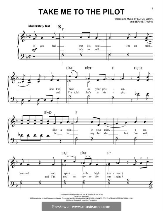 Take Me To The Pilot From Rocketman By E John Sheet Music On Musicaneo