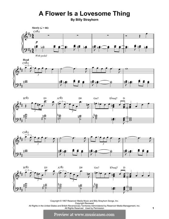 A Flower is a Lovesome Thing: For piano by Billy Strayhorn