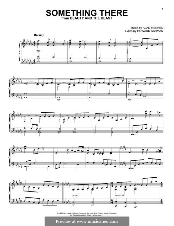 Something There (from Beauty and the Beast): For piano by Alan Menken