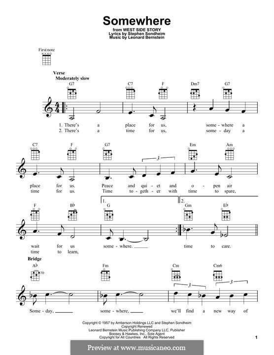 Somewhere (from West Side Story): For ukulele by Leonard Bernstein