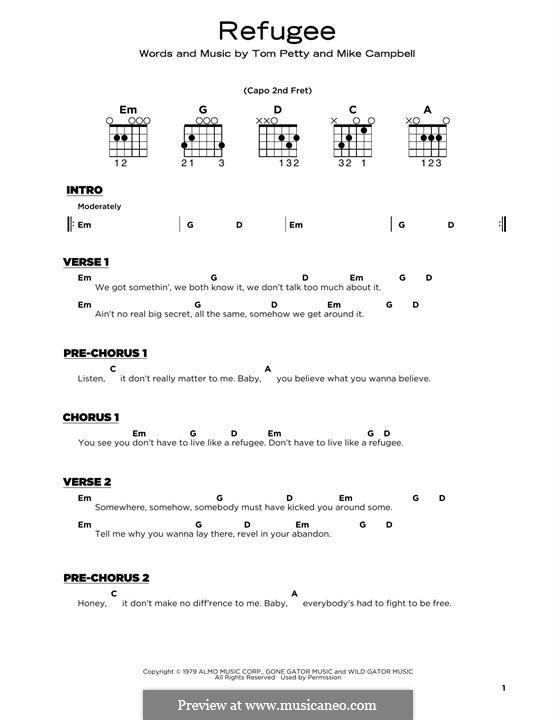 Refugee (Tom Petty and The Heartbreakers): For guitar by Mike Campbell