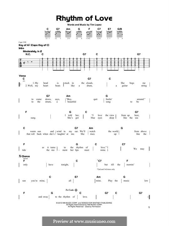 Rhythm Of Love (Plain White Ts): For guitar with tab by Tim Lopez