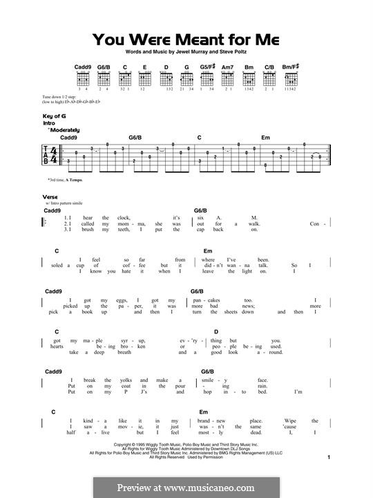 You Were Meant for Me (Jewel): For guitar by Jewel Kilcher, Steve Poltz