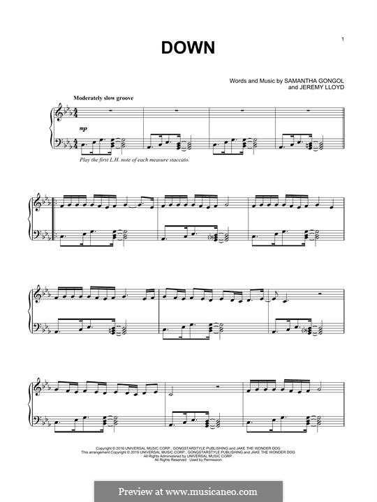 Down: For piano by Jeremy LLoyd, Samantha Gongol