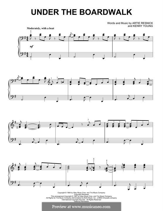 Under the Boardwalk (The Drifters): For easy piano by Art Resnick, Kenny Young