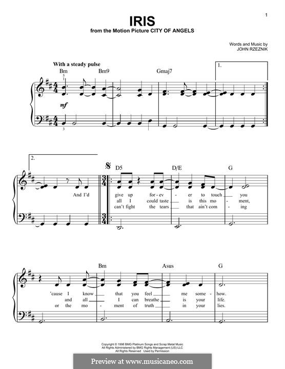 Iris (Goo Goo Dolls): For piano by John Rzeznik