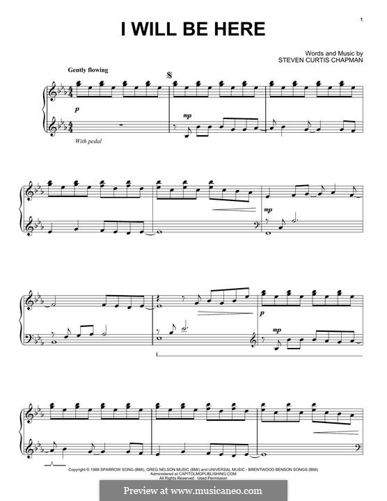 I Will Be Here: For piano by Steven Curtis Chapman