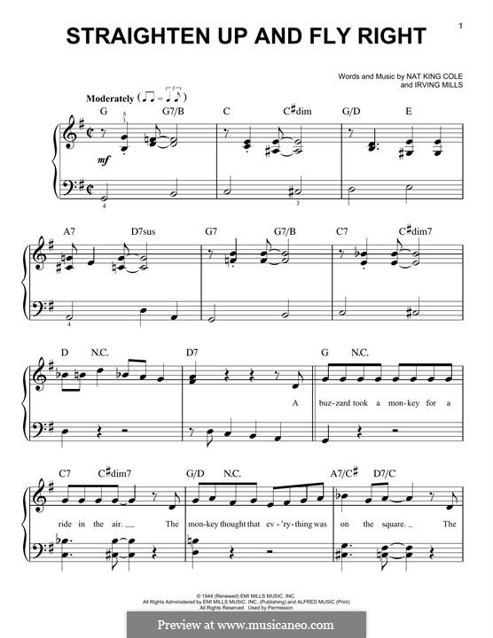 Straighten Up and Fly Right (Diana Krall): For piano by Irving Mills