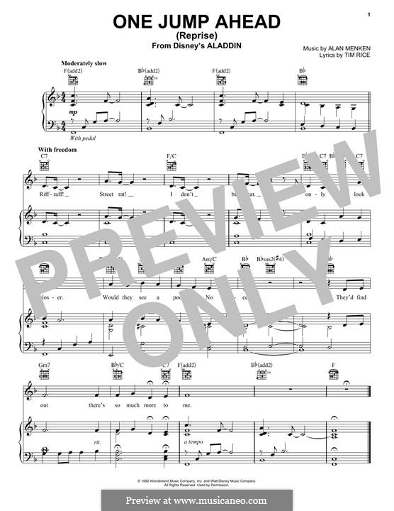One Jump Ahead From Disney S Aladdin By A Menken On Musicaneo