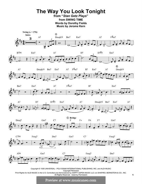 Piano version: For alto saxophone by Jerome Kern