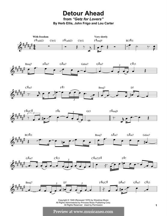 Detour Ahead: For alto saxophone by Herb Ellis, John Frigo, Lou Carter