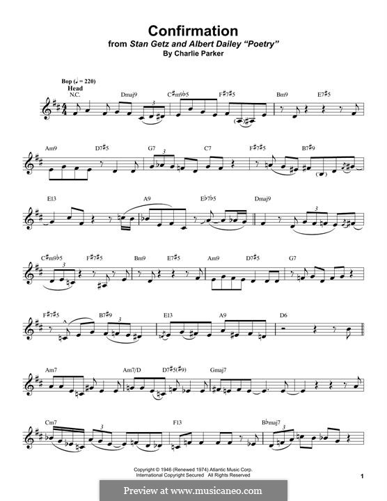 Confirmation: For alto saxophone by Charlie Parker