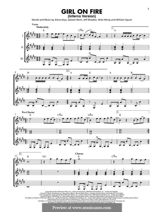 Girl on Fire: For guitar by Alicia Keys, Jeff Bhasker, Salaam Remi, Billy Squier