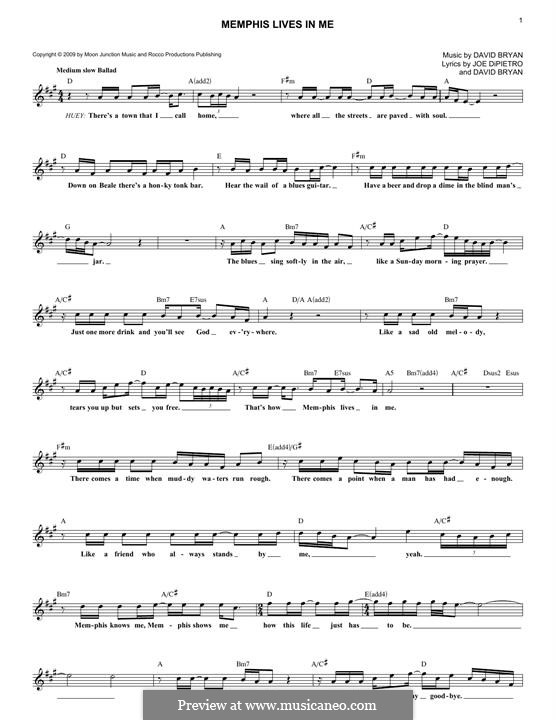 Memphis lives in me by d bryan sheet music on musicaneo
