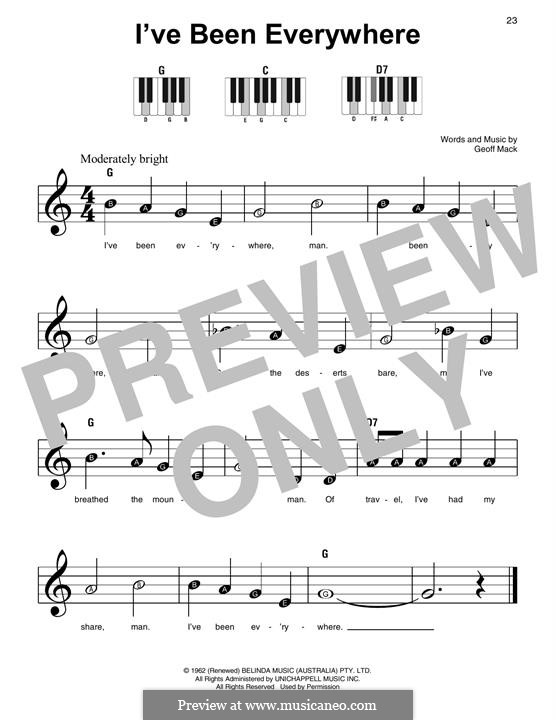 I've Been Everywhere: For piano by Geoff Mack