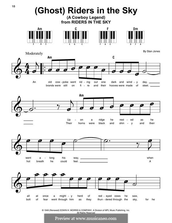 (Ghost) Riders in the Sky (A Cowboy Legend): For piano by Stan Jones