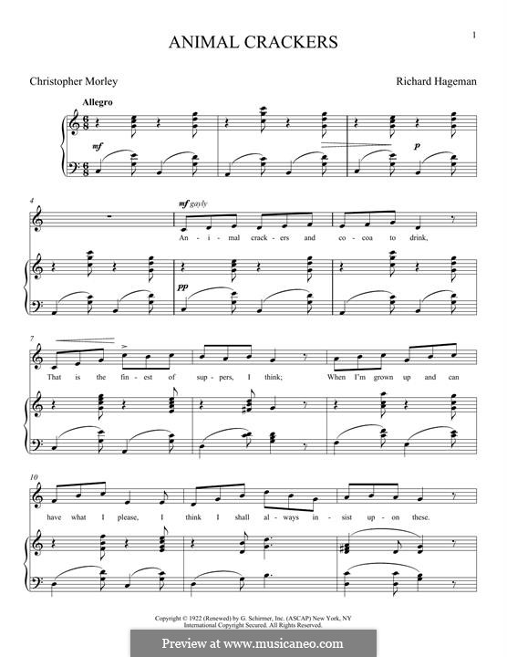 Animal Crackers by R. Hageman sheet music on MusicaNeo