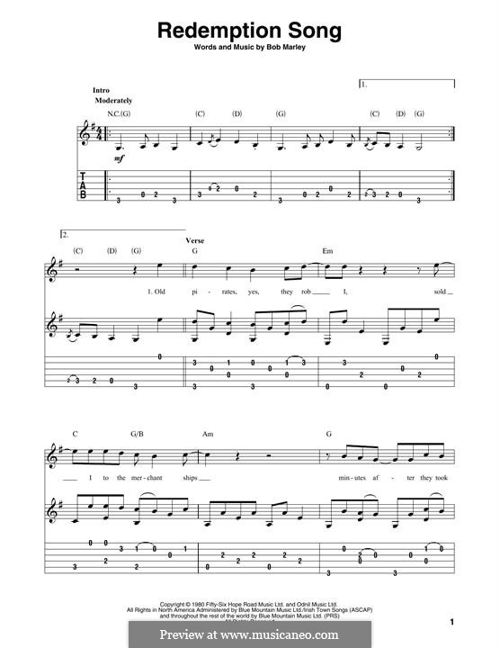 Redemption Song: For guitar by Bob Marley
