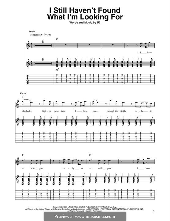 I Still Haven't Found What I'm Looking for: For guitar by U2